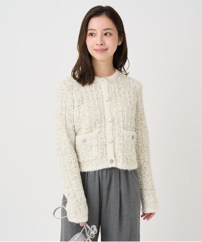 F1SDD62200 MK MICHEL KLEIN(小さいサイズ) 【小さいサイズ】ツイードニットジャケット/洗える