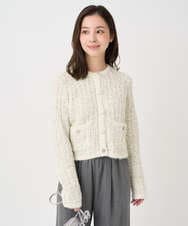 F1SDD62200 MK MICHEL KLEIN(小さいサイズ)(メゾン ドゥ サンク) 【小さいサイズ】ツイードニットジャケット/洗える ホワイト