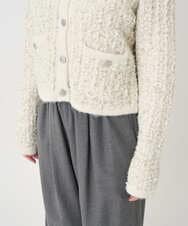 F1SDD62200 MK MICHEL KLEIN(小さいサイズ)(メゾン ドゥ サンク) 【小さいサイズ】ツイードニットジャケット/洗える ホワイト