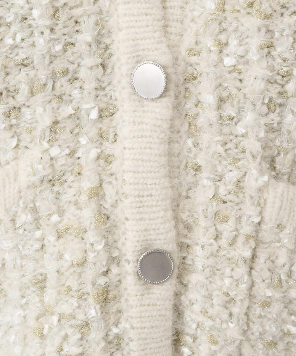 F1SDD62200 MK MICHEL KLEIN(小さいサイズ)(メゾン ドゥ サンク) 【小さいサイズ】ツイードニットジャケット/洗える ホワイト