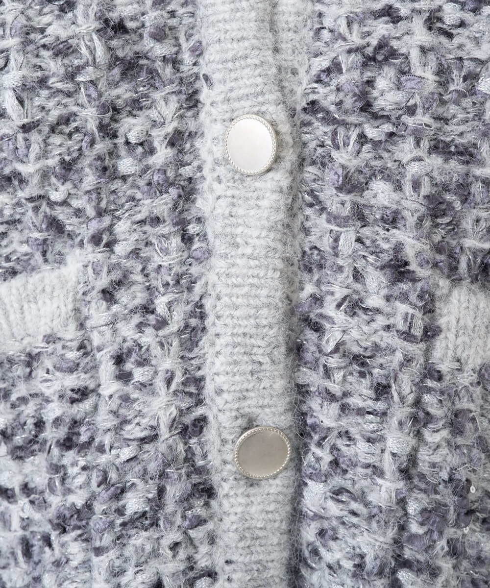 F1SDD62200 MK MICHEL KLEIN(小さいサイズ)(メゾン ドゥ サンク) 【小さいサイズ】ツイードニットジャケット/洗える ホワイト