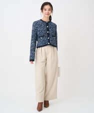 F1SDD62200 MK MICHEL KLEIN(小さいサイズ)(メゾン ドゥ サンク) 【小さいサイズ】ツイードニットジャケット/洗える ホワイト