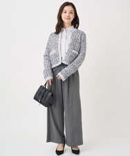 F1SDD62200 MK MICHEL KLEIN(小さいサイズ)(メゾン ドゥ サンク) 【小さいサイズ】ツイードニットジャケット/洗える ホワイト