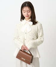 F1SDD62200 MK MICHEL KLEIN(小さいサイズ)(メゾン ドゥ サンク) 【小さいサイズ】ツイードニットジャケット/洗える ホワイト