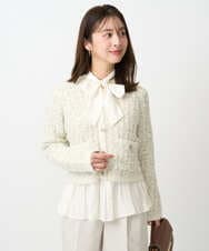 F1SDD62200 MK MICHEL KLEIN(小さいサイズ)(メゾン ドゥ サンク) 【小さいサイズ】ツイードニットジャケット/洗える ホワイト