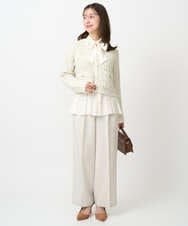 F1SDD62200 MK MICHEL KLEIN(小さいサイズ)(メゾン ドゥ サンク) 【小さいサイズ】ツイードニットジャケット/洗える ホワイト