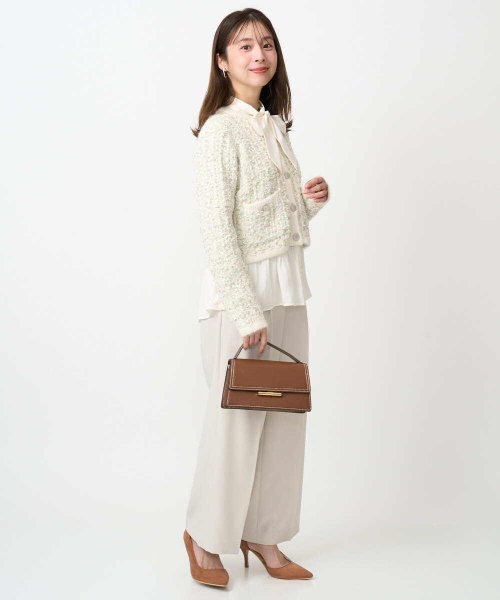 F1SDD62200 MK MICHEL KLEIN(小さいサイズ)(メゾン ドゥ サンク) 【小さいサイズ】ツイードニットジャケット/洗える ホワイト