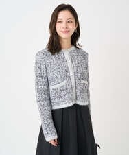 F1SDD62200 MK MICHEL KLEIN(小さいサイズ)(メゾン ドゥ サンク) 【小さいサイズ】ツイードニットジャケット/洗える ホワイト