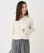 F1SDD62200 MK MICHEL KLEIN(小さいサイズ)(メゾン ドゥ サンク) 【小さいサイズ】ツイードニットジャケット/洗える ホワイト