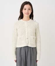 F1SDD62200 MK MICHEL KLEIN(小さいサイズ)(メゾン ドゥ サンク) 【小さいサイズ】ツイードニットジャケット/洗える ホワイト