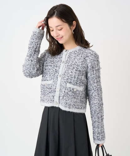 F1SDD62200 MK MICHEL KLEIN(小さいサイズ) 【小さいサイズ】ツイードニットジャケット/洗える