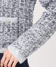 F1SDD62200 MK MICHEL KLEIN(小さいサイズ)(メゾン ドゥ サンク) ツイードニットジャケット/洗える グレー