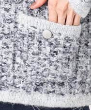 F1SDD62200 MK MICHEL KLEIN(小さいサイズ)(メゾン ドゥ サンク) ツイードニットジャケット/洗える グレー