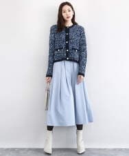 F1SDD62200 MK MICHEL KLEIN(小さいサイズ)(メゾン ドゥ サンク) ツイードニットジャケット/洗える グレー