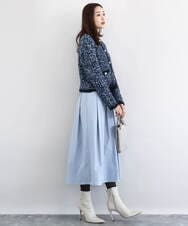 F1SDD62200 MK MICHEL KLEIN(小さいサイズ)(メゾン ドゥ サンク) ツイードニットジャケット/洗える グレー