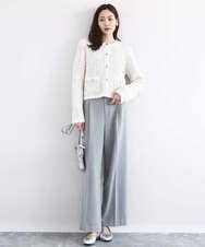 F1SDD62200 MK MICHEL KLEIN(小さいサイズ)(メゾン ドゥ サンク) ツイードニットジャケット/洗える グレー