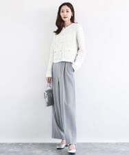 F1SDD62200 MK MICHEL KLEIN(小さいサイズ)(メゾン ドゥ サンク) ツイードニットジャケット/洗える グレー