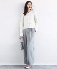 F1SDD62200 MK MICHEL KLEIN(小さいサイズ)(メゾン ドゥ サンク) ツイードニットジャケット/洗える グレー