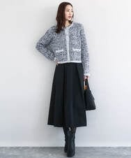 F1SDD62200 MK MICHEL KLEIN(小さいサイズ)(メゾン ドゥ サンク) ツイードニットジャケット/洗える グレー