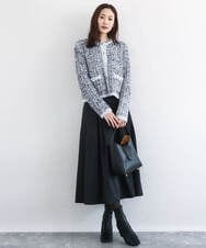 F1SDD62200 MK MICHEL KLEIN(小さいサイズ)(メゾン ドゥ サンク) ツイードニットジャケット/洗える グレー