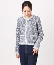 F1SDD62200 MK MICHEL KLEIN(小さいサイズ)(メゾン ドゥ サンク) ツイードニットジャケット/洗える グレー