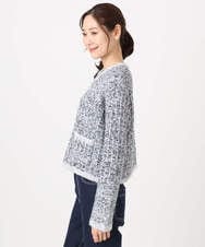 F1SDD62200 MK MICHEL KLEIN(小さいサイズ)(メゾン ドゥ サンク) ツイードニットジャケット/洗える グレー