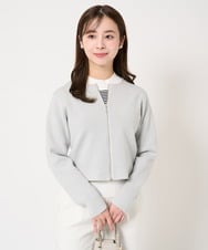 F1SFA20180 MK MICHEL KLEIN(小さいサイズ)(メゾン ドゥ サンク) 【小さいサイズ】ジップアップニットブルゾン/洗える ライトグレー