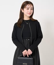 F1SFA20180 MK MICHEL KLEIN(小さいサイズ)(メゾン ドゥ サンク) 【小さいサイズ】ジップアップニットブルゾン/洗える ブラック
