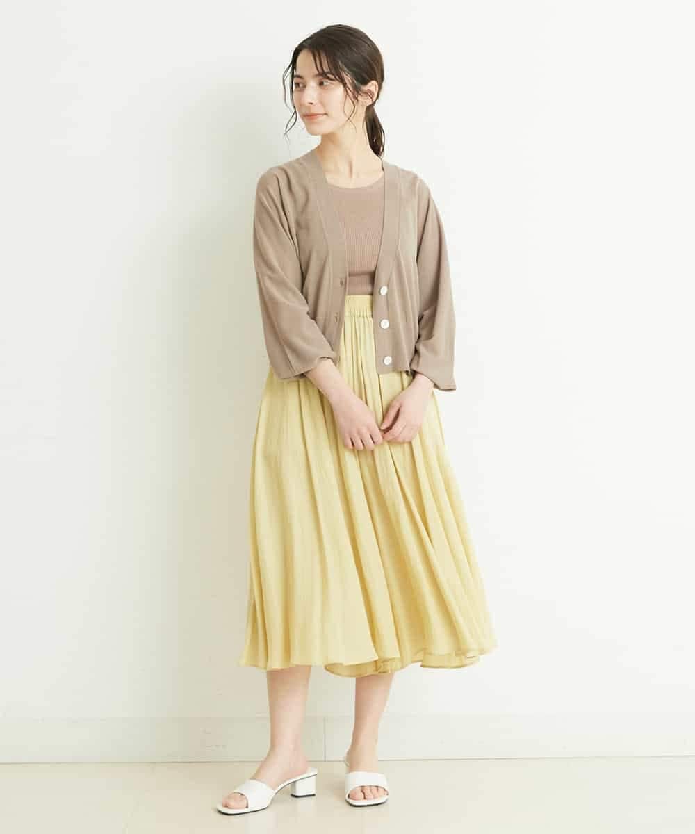 F1SFP01110 MK MICHEL KLEIN(小さいサイズ)(メゾン ドゥ サンク) 【小さいサイズ/洗える】ショート丈ドルマンスリーブカーディガン グリーン