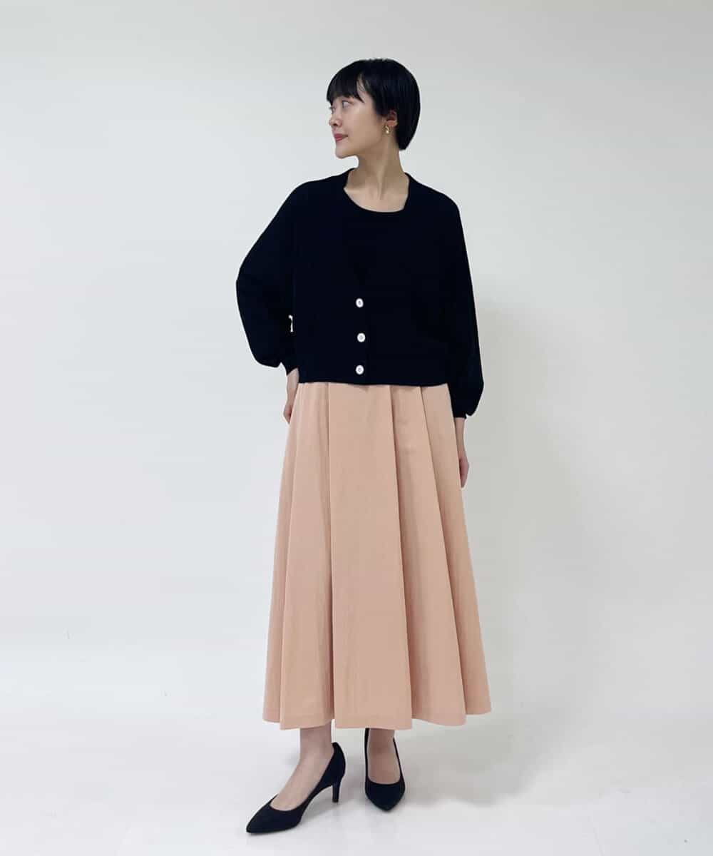 F1SFP01110 MK MICHEL KLEIN(小さいサイズ)(メゾン ドゥ サンク) 【小さいサイズ/洗える】ショート丈ドルマンスリーブカーディガン グリーン