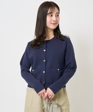 F1SGA31160 MK MICHEL KLEIN(小さいサイズ)(メゾン ドゥ サンク) 【小さいサイズ】ミラノリブニットカーディガン/洗える ネイビー