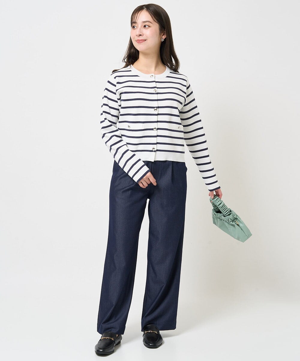 F1SGA31160 MK MICHEL KLEIN(小さいサイズ)(メゾン ドゥ サンク) 【小さいサイズ】ミラノリブニットカーディガン/洗える グレージュ