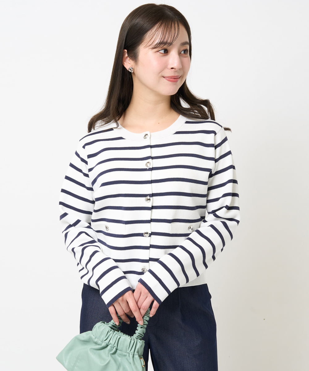 F1SGA31160 MK MICHEL KLEIN(小さいサイズ)(メゾン ドゥ サンク) 【小さいサイズ】ミラノリブニットカーディガン/洗える グレージュ