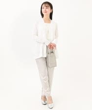 F1SGA41150 MK MICHEL KLEIN(小さいサイズ)(メゾン ドゥ サンク) 【小さいサイズ】ペプラムデザインVネックニットカーディガン/接触冷感/UVカット/洗える ホワイト