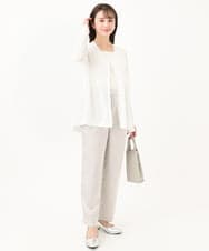 F1SGA41150 MK MICHEL KLEIN(小さいサイズ)(メゾン ドゥ サンク) 【小さいサイズ】ペプラムデザインVネックニットカーディガン/接触冷感/UVカット/洗える ホワイト