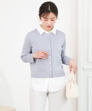 F1SGD20160 MK MICHEL KLEIN(小さいサイズ)(メゾン ドゥ サンク) 【小さいサイズ】綿混ニットカーディガン/洗える ブルーグレー