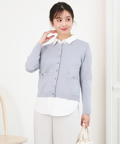 F1SGD20160 MK MICHEL KLEIN(小さいサイズ) 【小さいサイズ】綿混ニットカーディガン/洗える