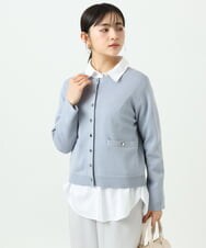 F1SGD20160 MK MICHEL KLEIN(小さいサイズ)(メゾン ドゥ サンク) 【小さいサイズ】綿混ニットカーディガン/洗える ブルーグレー