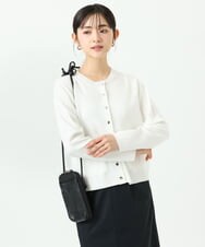 F1SGD20160 MK MICHEL KLEIN(小さいサイズ)(メゾン ドゥ サンク) 【小さいサイズ】綿混ニットカーディガン/洗える ブルーグレー