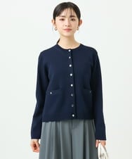 F1SGD20160 MK MICHEL KLEIN(小さいサイズ)(メゾン ドゥ サンク) 【小さいサイズ】綿混ニットカーディガン/洗える ネイビー
