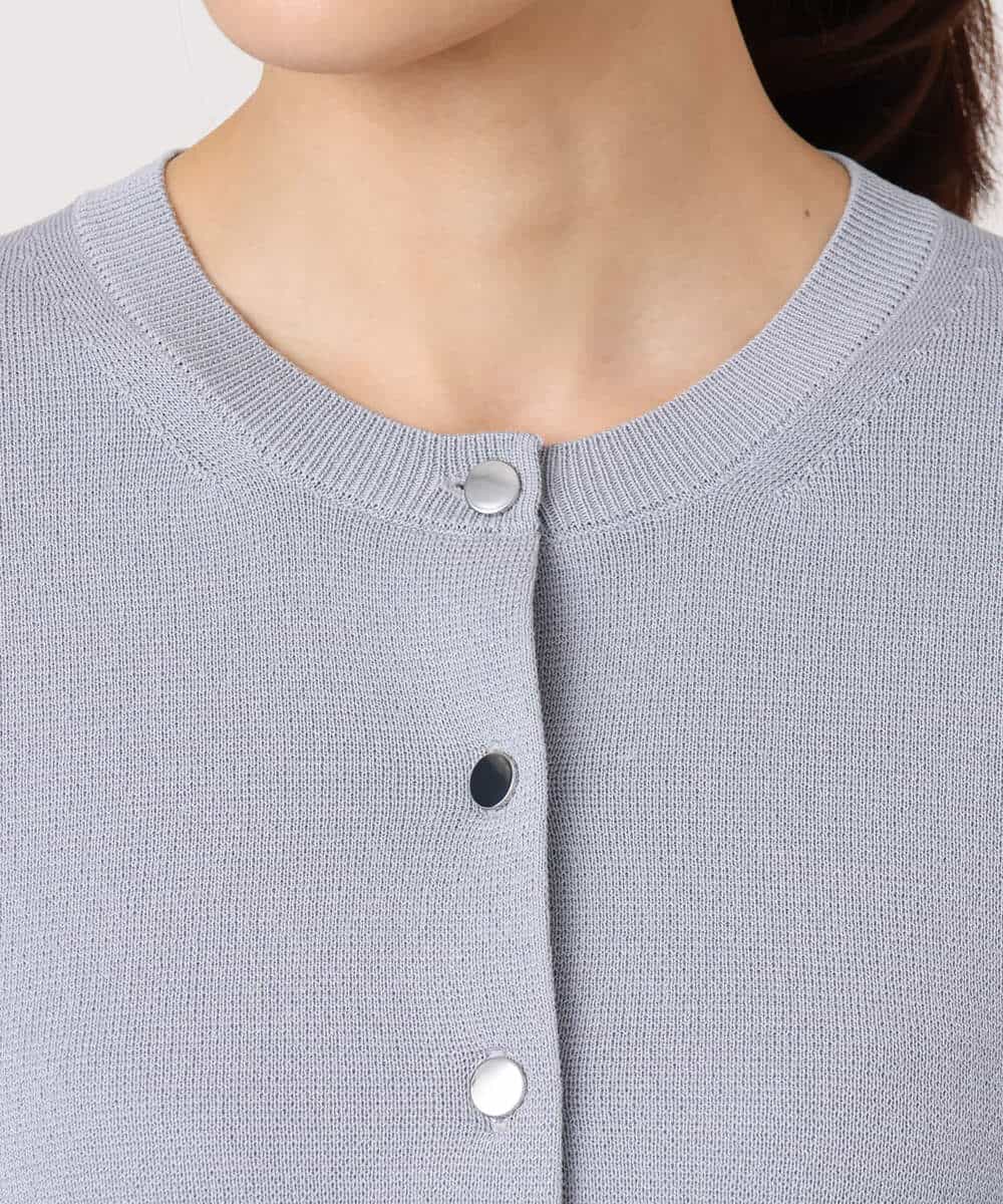 F1SGD20160 MK MICHEL KLEIN(小さいサイズ)(メゾン ドゥ サンク) 【小さいサイズ】綿混ニットカーディガン/洗える ブルーグレー