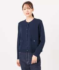 F1SGD20160 MK MICHEL KLEIN(小さいサイズ)(メゾン ドゥ サンク) 【小さいサイズ】綿混ニットカーディガン/洗える ブルーグレー