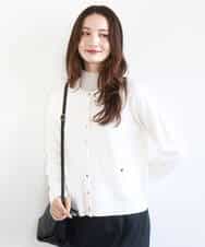 F1SGD20160 MK MICHEL KLEIN(小さいサイズ)(メゾン ドゥ サンク) 【小さいサイズ】綿混ニットカーディガン/洗える ホワイト