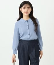 F1SGD31150 MK MICHEL KLEIN(小さいサイズ)(メゾン ドゥ サンク) 【小さいサイズ】襟付きニットプルオーバー/洗える ライトブルー