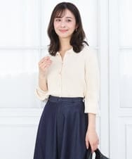 F1SGD31150 MK MICHEL KLEIN(小さいサイズ)(メゾン ドゥ サンク) 【小さいサイズ】襟付きニットプルオーバー/洗える ライトブルー