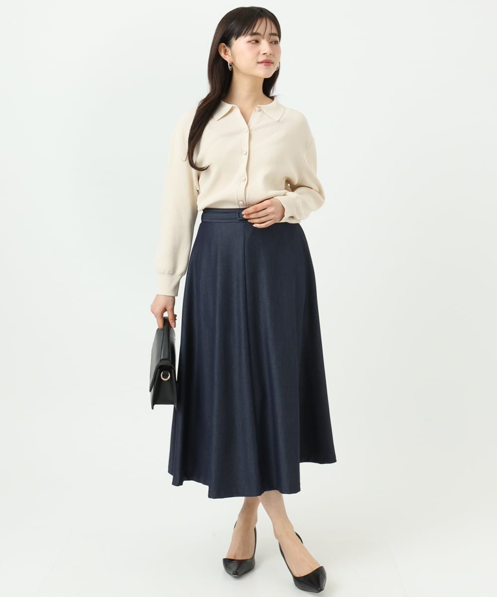 F1SGD31150 MK MICHEL KLEIN(小さいサイズ)(メゾン ドゥ サンク) 【小さいサイズ】襟付きニットプルオーバー/洗える ライトブルー