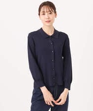 F1SGD31150 MK MICHEL KLEIN(小さいサイズ)(メゾン ドゥ サンク) 【小さいサイズ】襟付きニットプルオーバー/洗える ライトブルー