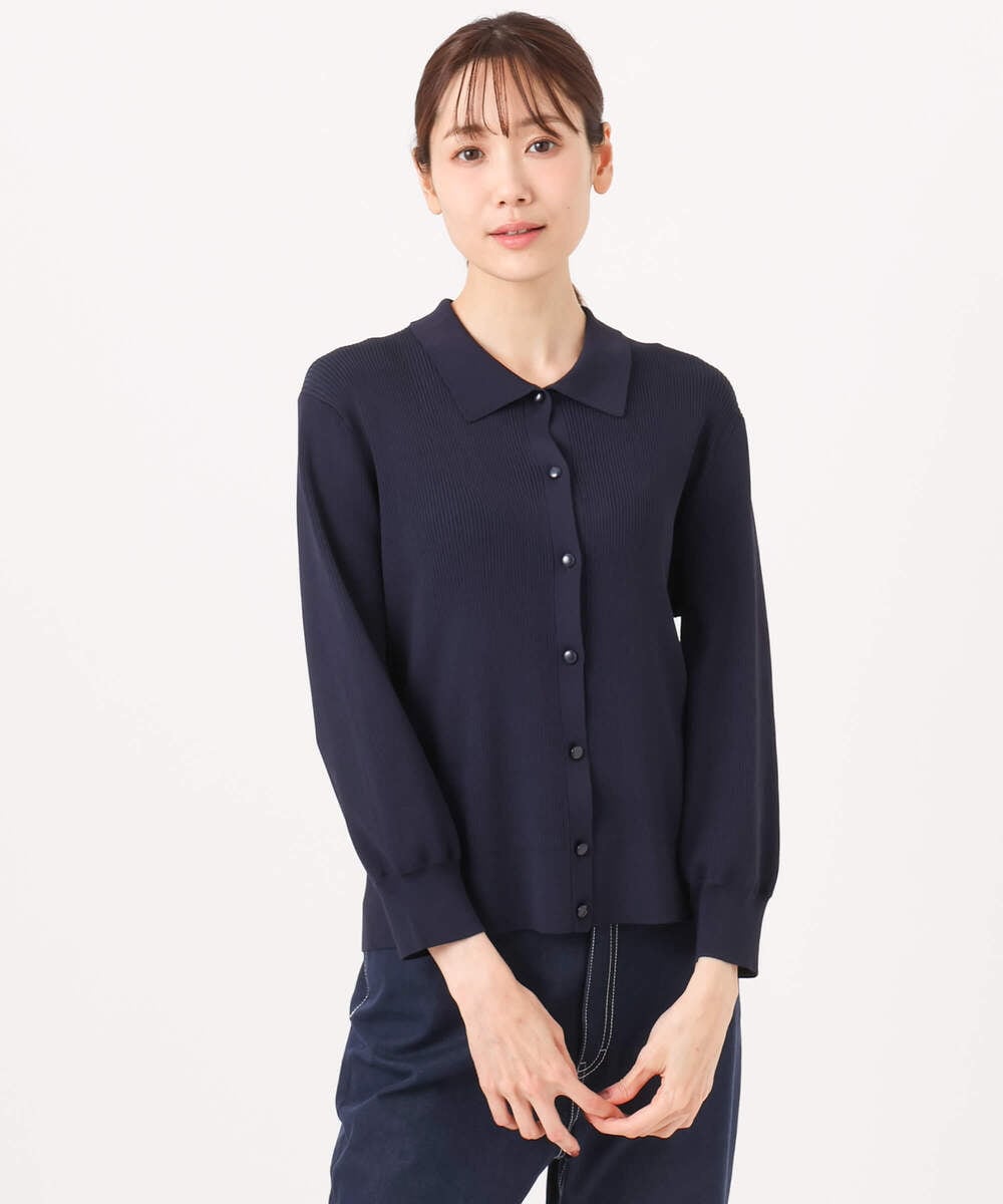 F1SGD31150 MK MICHEL KLEIN(小さいサイズ)(メゾン ドゥ サンク) 【小さいサイズ】襟付きニットプルオーバー/洗える ライトブルー