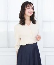 F1SGD31150 MK MICHEL KLEIN(小さいサイズ)(メゾン ドゥ サンク) 【小さいサイズ】襟付きニットプルオーバー/洗える ライトブルー