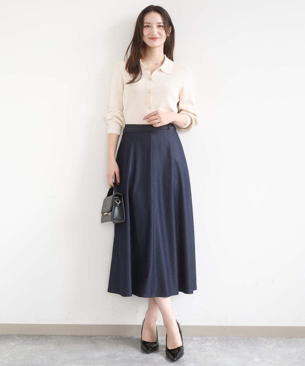 F1SGD31150 MK MICHEL KLEIN(小さいサイズ)(メゾン ドゥ サンク) 【小さいサイズ】襟付きニットプルオーバー/洗える ライトブルー